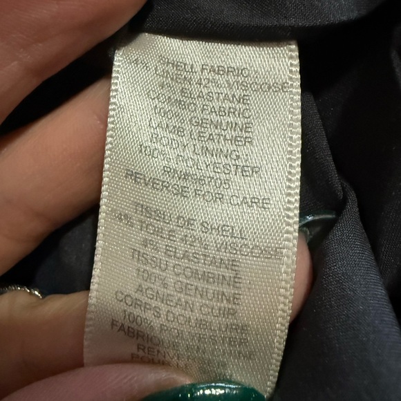 Rebecca Taylor Navy Linen Blend Dress with Lamb Leather Sides & Corset Back 8 - Picture 8 of 8